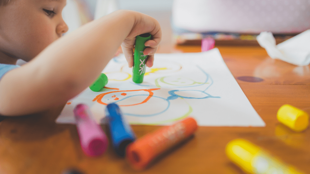 a child making an art