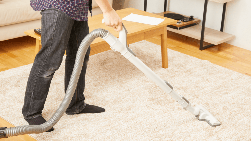 a person using a vacuum cleaner